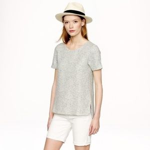 Gray Jacquard Back Zip Short Sleeve Sweatshirt